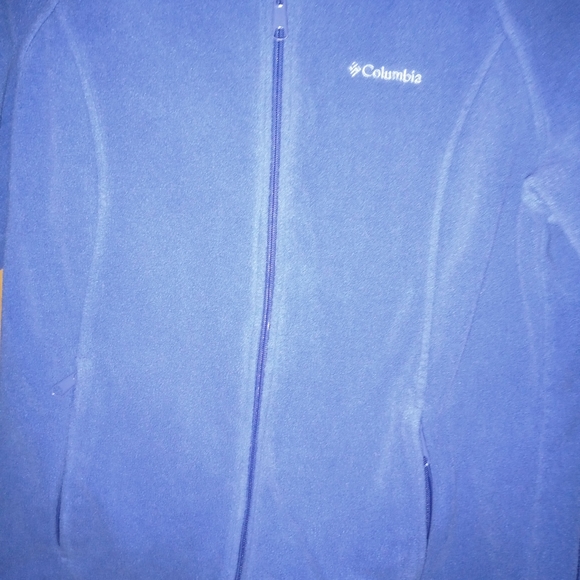 Columbia Fleece Jacket Blue Full Zip w Zipper Pockets Inside Pockets Men's Large - Picture 8 of 13